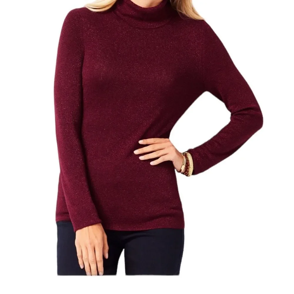 RSVP by Talbots Shimmer Turtleneck | Bordeaux Burgundy | NWT - Picture 9 of 10